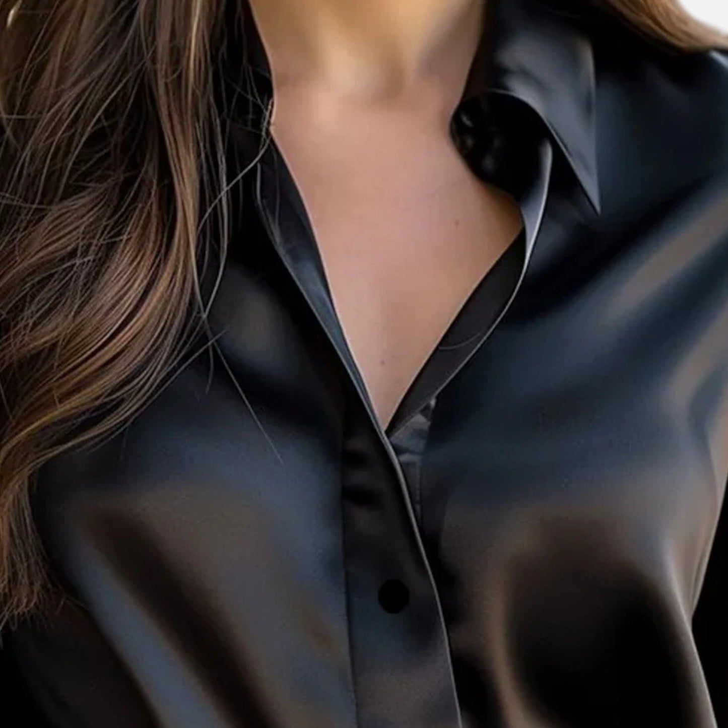 Blusa Mujer de Satén Manga Larga Estilo Sofisticado