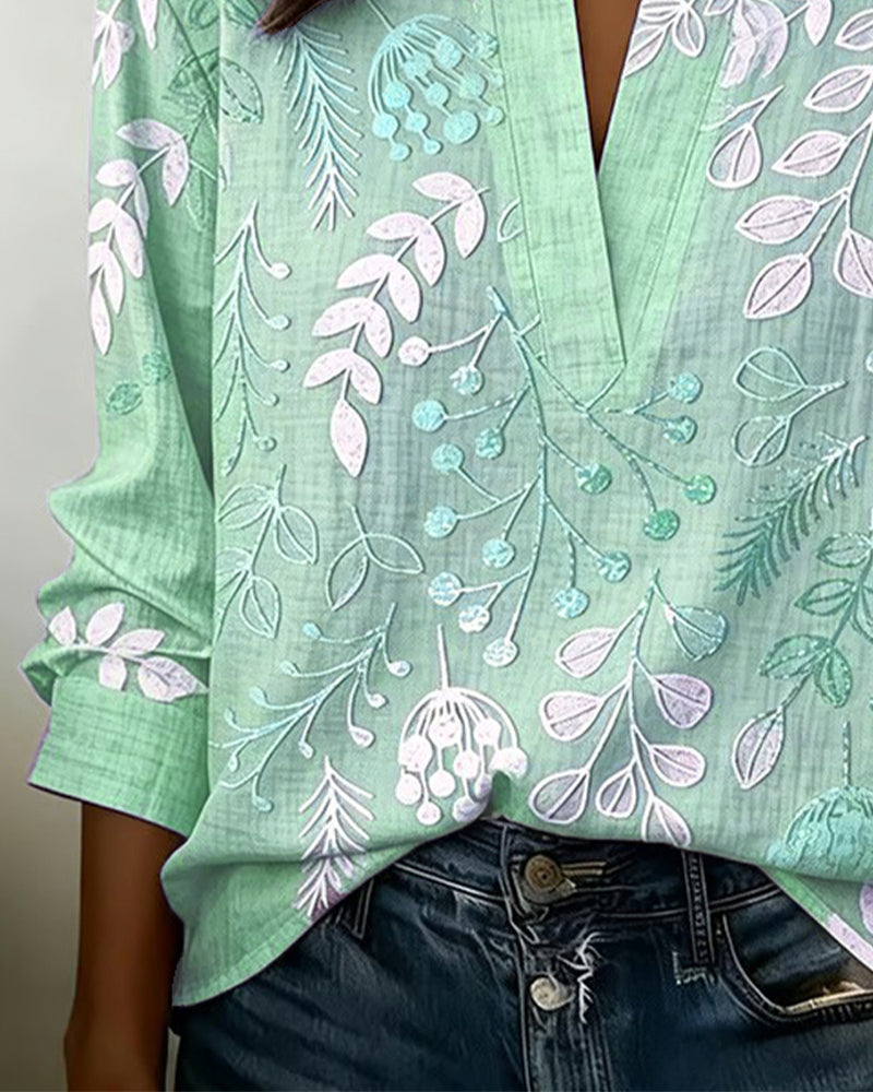 Blusa mujer ligera cuello en V floral verano