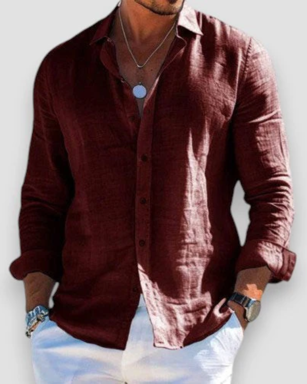 Camisa hombre ligera transpirable casual cómoda