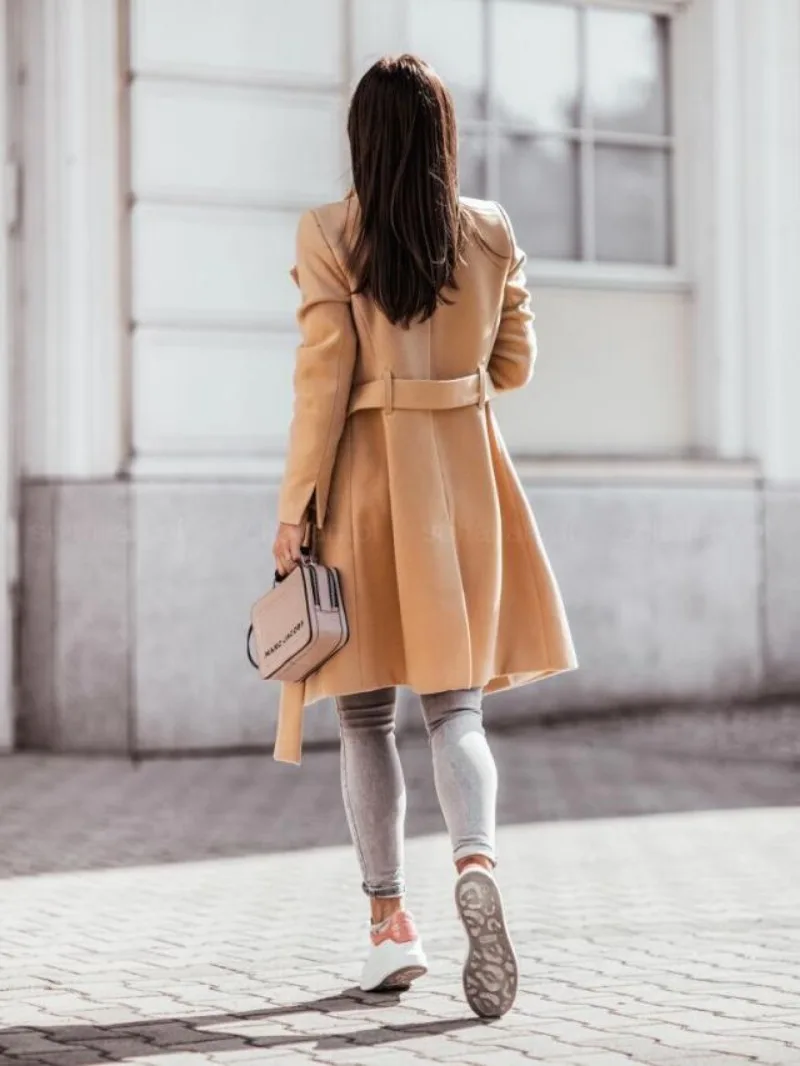 Abrigo Trench Mujer Doble Botonadura Slim Fit