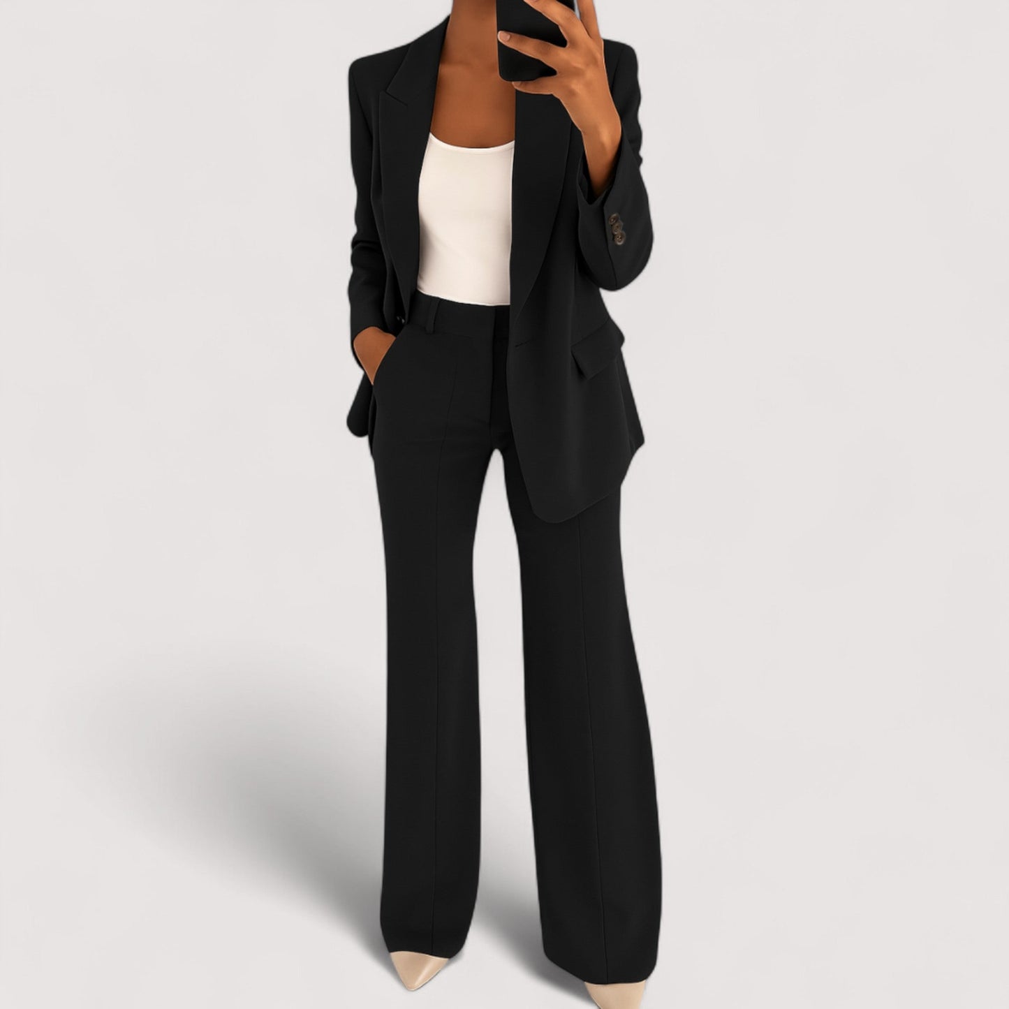 Traje dos piezas mujer elegante corte recto