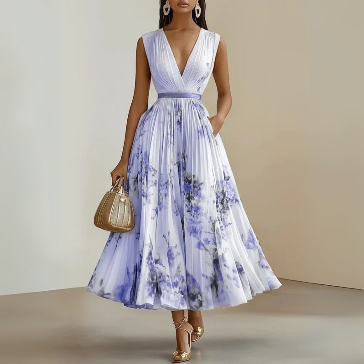 Vestido Maxi Mujer Sin Mangas Fluido Veraniego