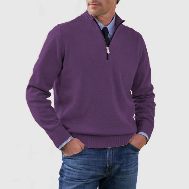 Jersey Hombre de Punto con Media Cremallera Ajustado