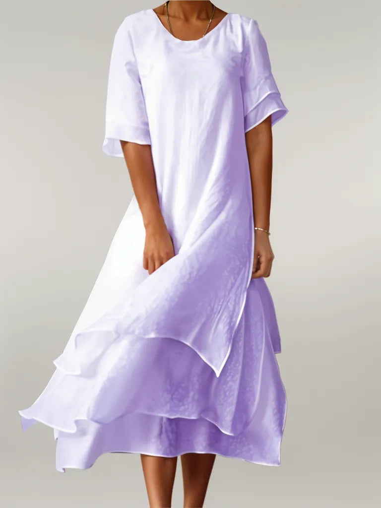 Vestido Midi Mujer de Capas Elegante