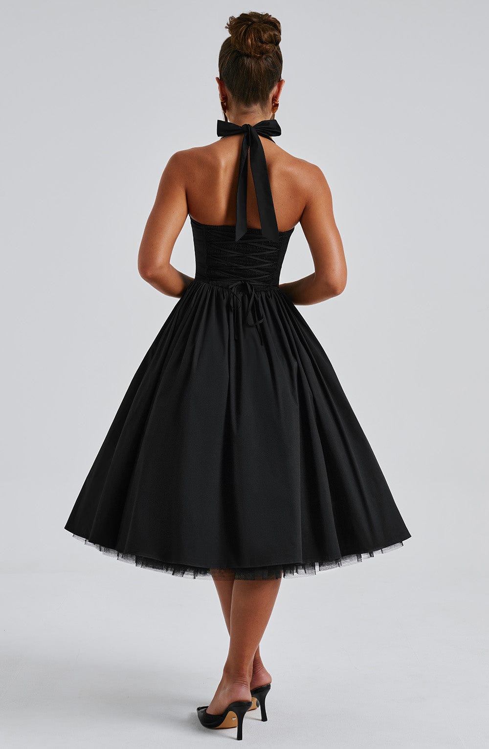 Vestido midi mujer de tirantes halter para eventos
