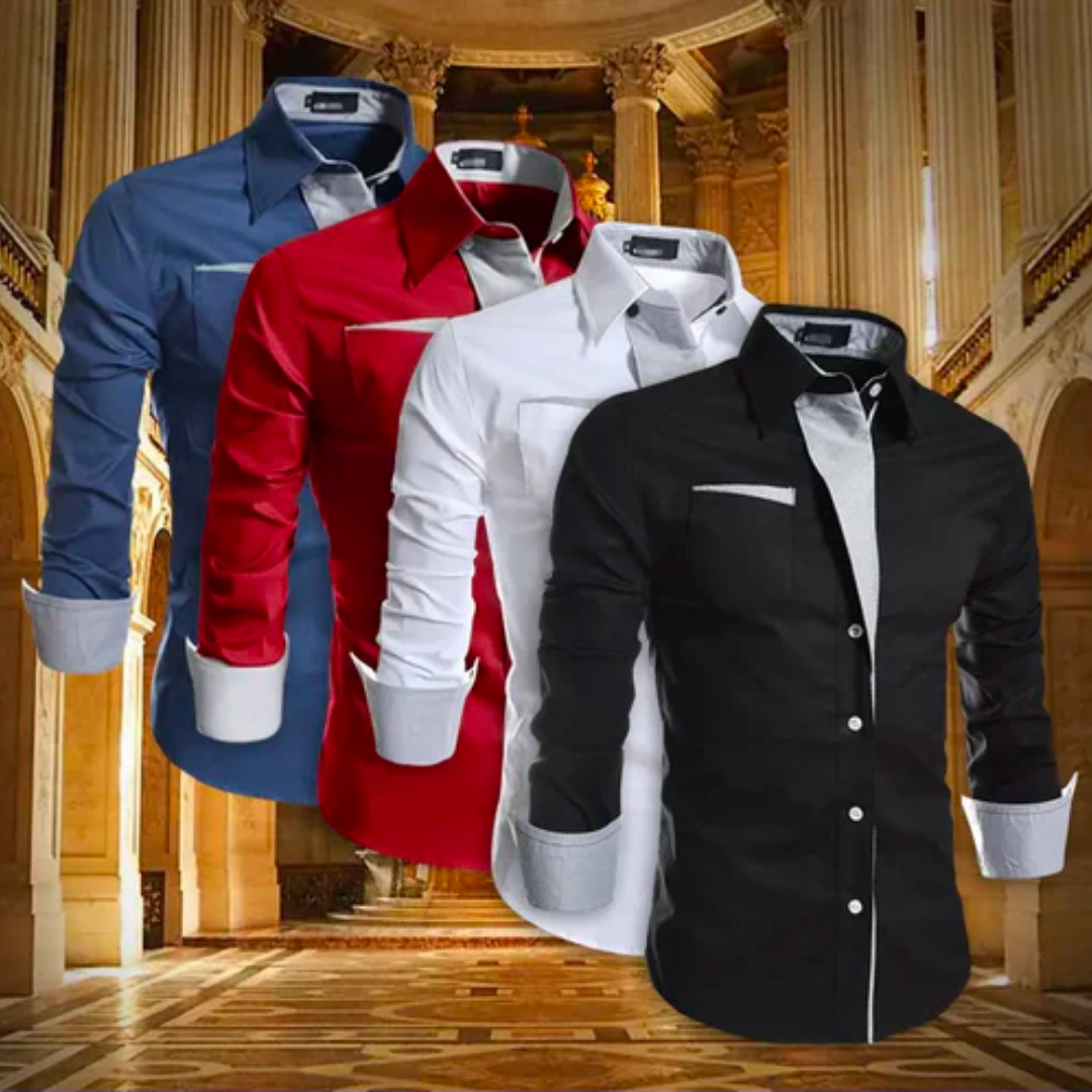Camisa Hombre Manga Larga Cuello Clásico Cierre de Botones