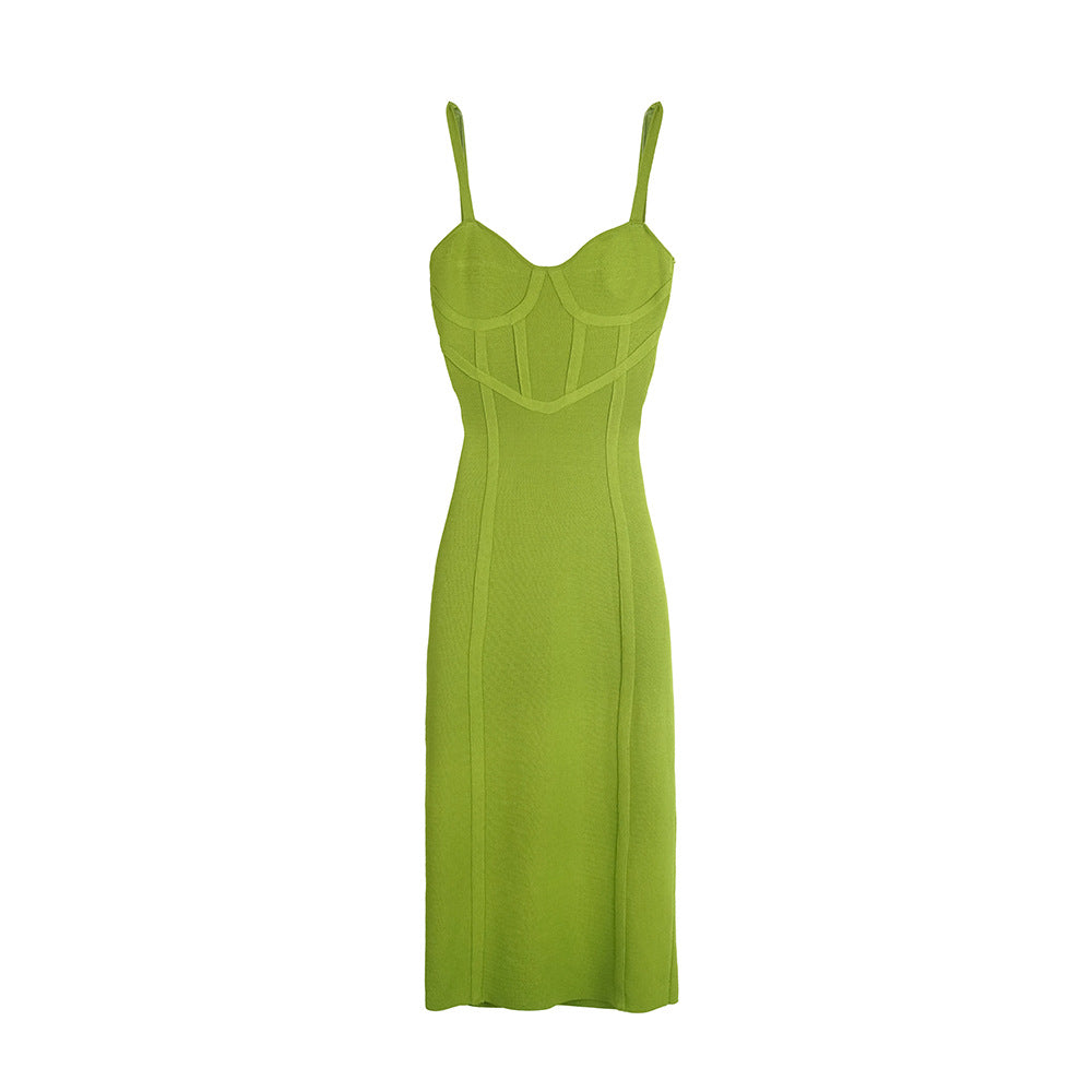 Vestido Midi Mujer Ajustado Casual Tirantes Puño Primavera Verano