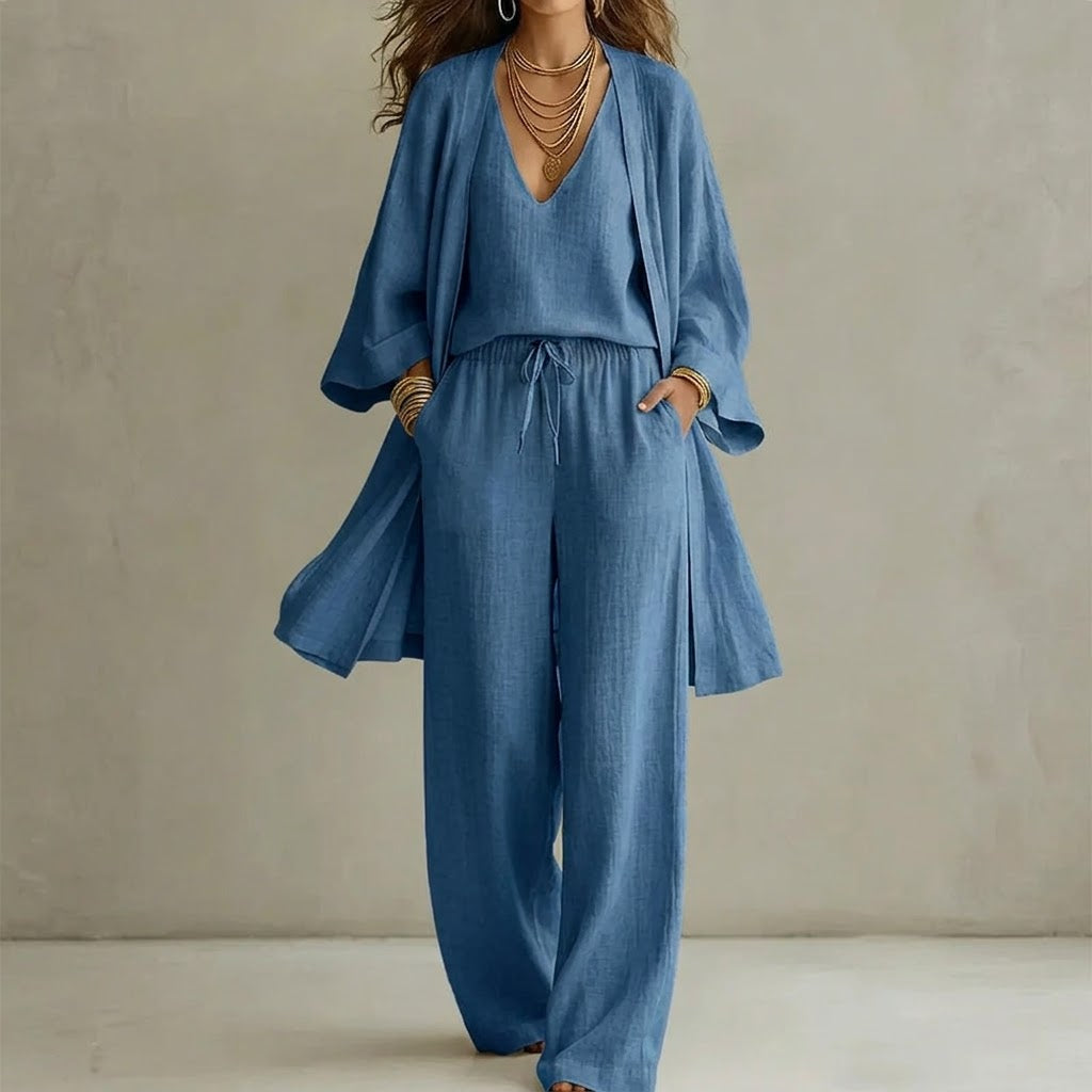 Conjunto Mujer Tres Piezas Elegante Ajuste Clásico