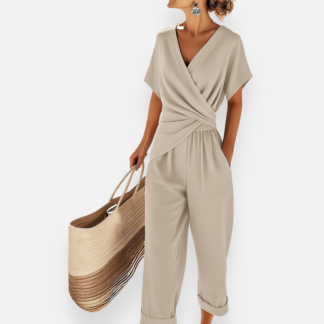 Conjunto Mujer Cruzado y Pantalón Largo Elegante