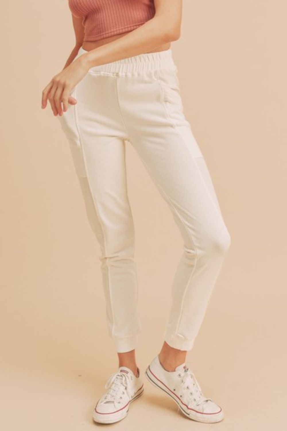 Pantalones Jogger Mujer Algodón Casual Cintura Elástica Bolsillos