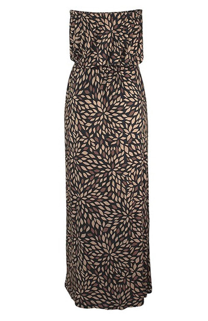 Vestido Largo Mujer Estampado Palabra de Honor Primavera Verano
