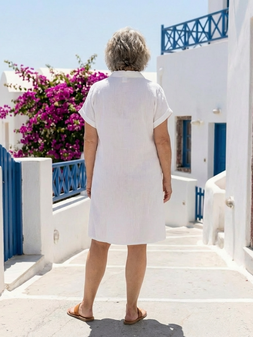 Vestido Mujer Midi con Bolsillos Tela Fresca Ajuste Elegante