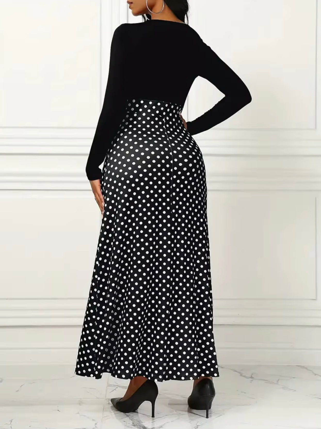 Vestido maxi mujer de tela ligera con estampado y corte fluido