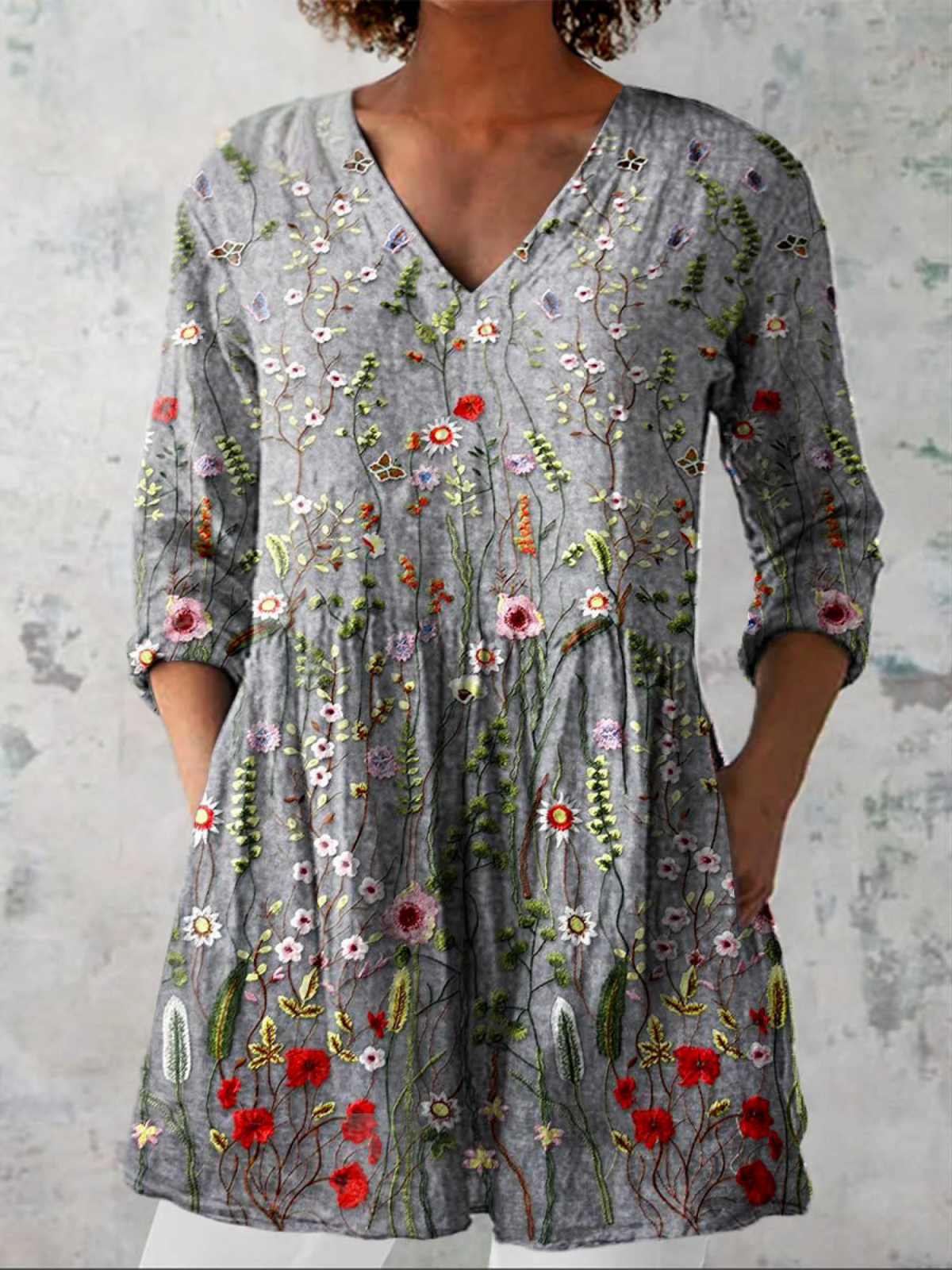 Blusa Mujer Larga Cuello en V - Mavetta