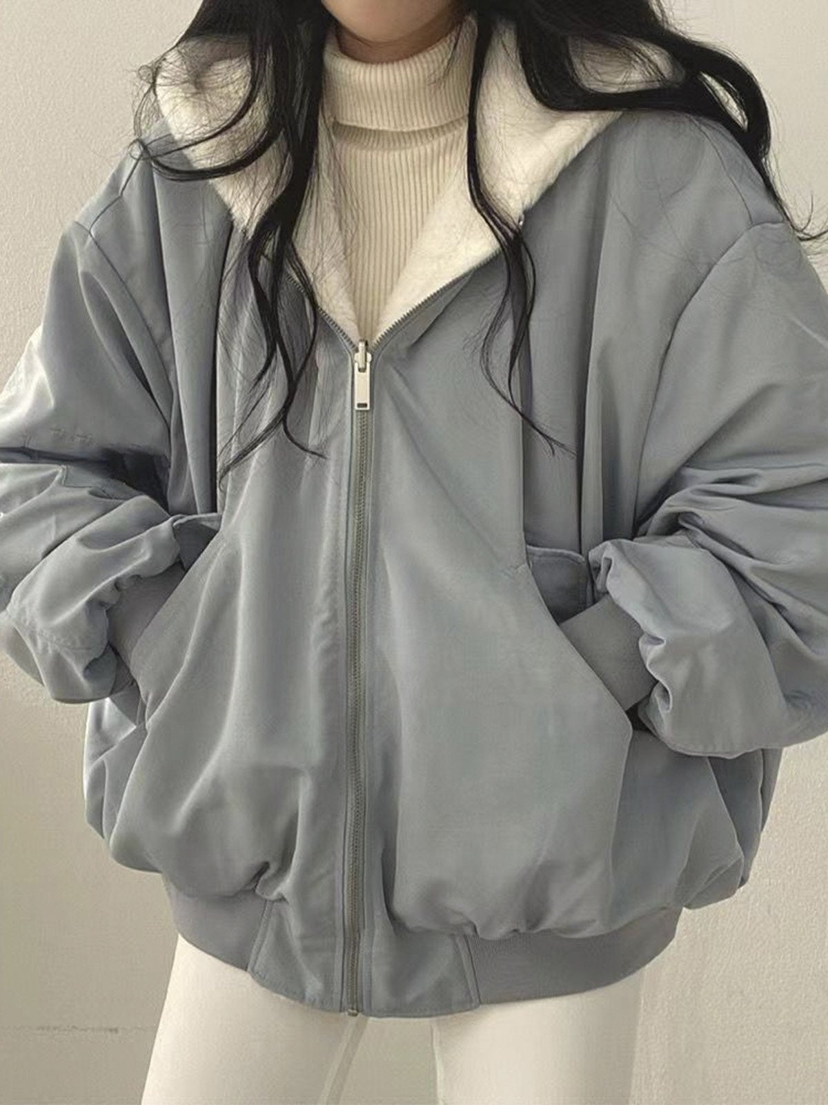 Abrigo Invierno Mujer Oversize Cremallera