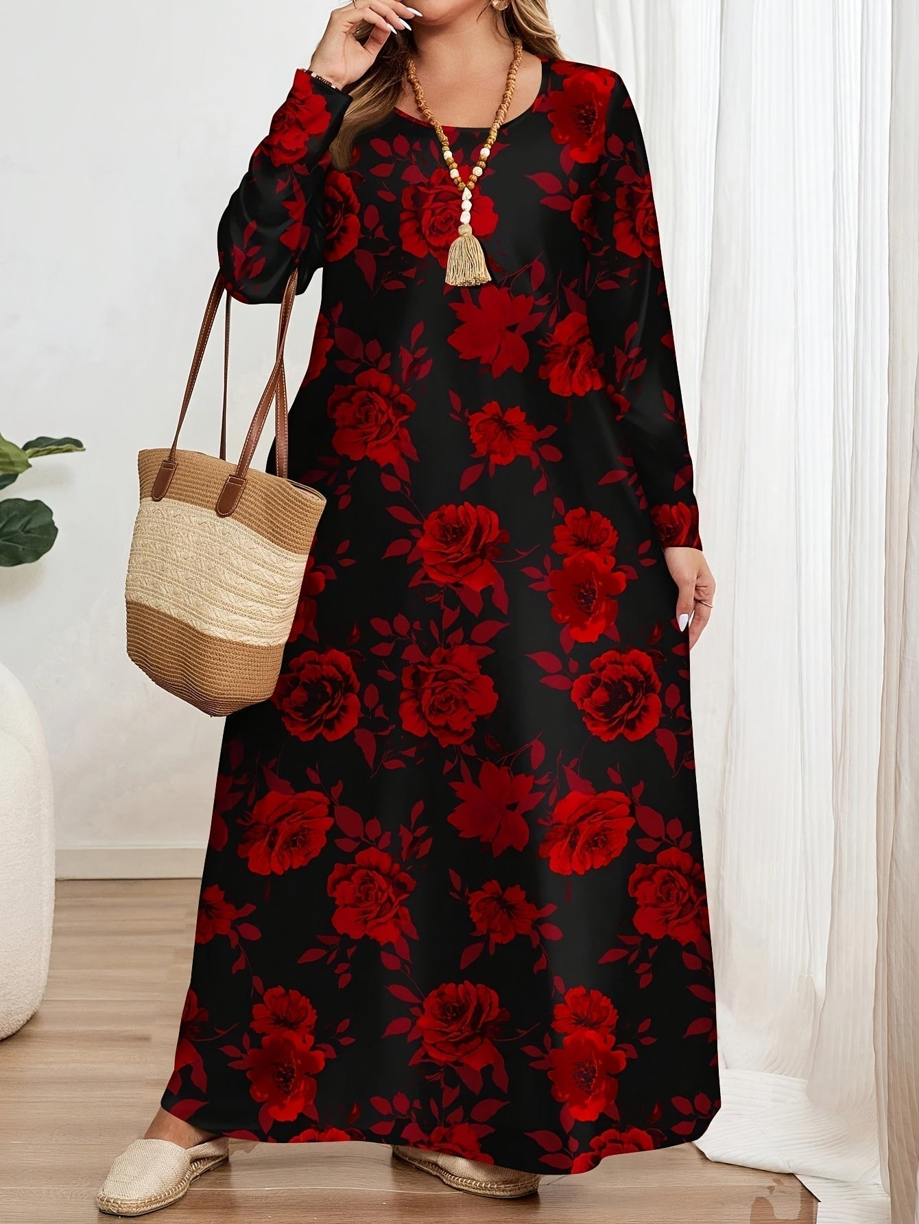 Vestido Largo Mujer Estampado Floral Corte Suelto Comodo