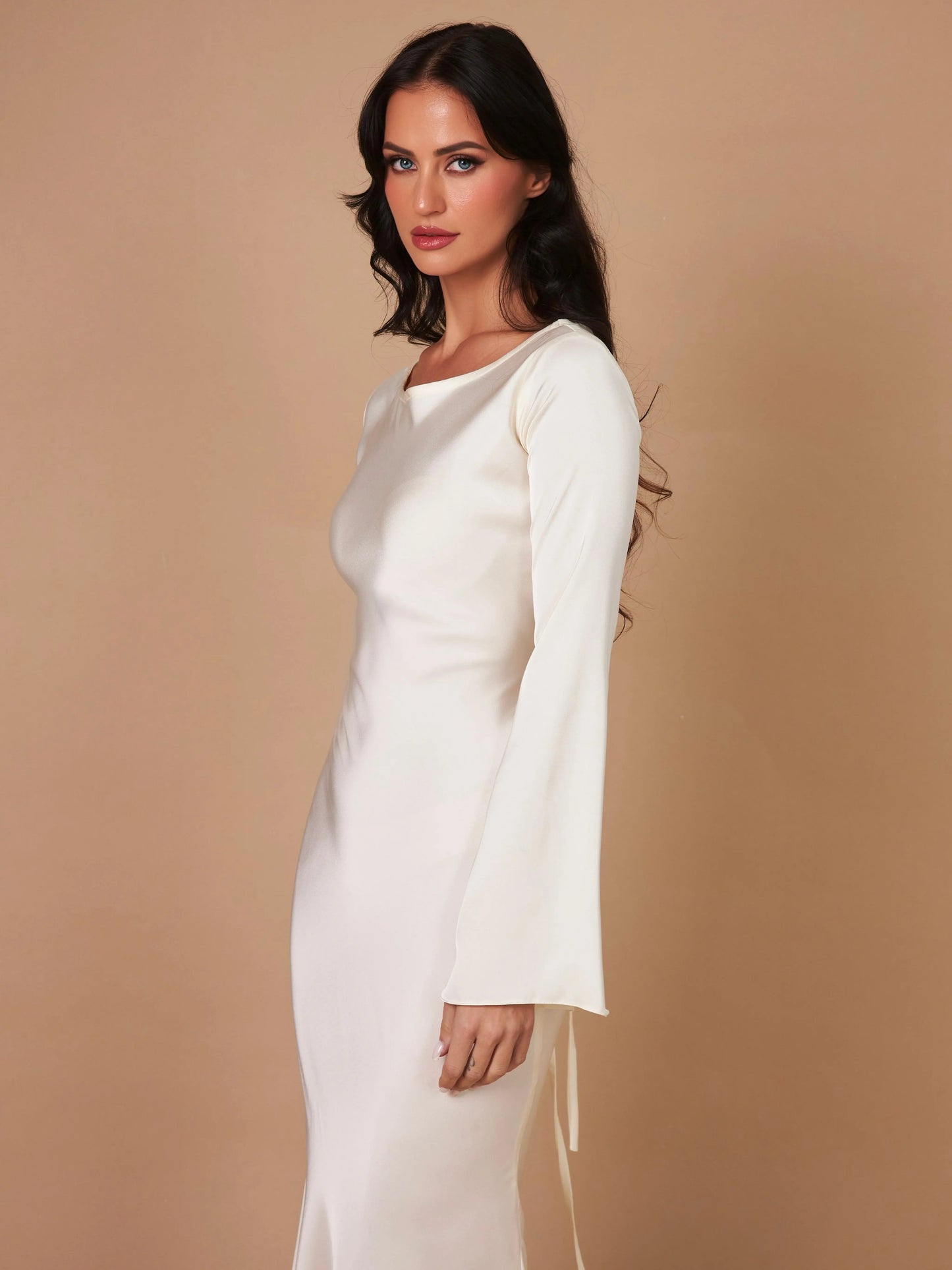 Vestido maxi mujer fluido manga larga