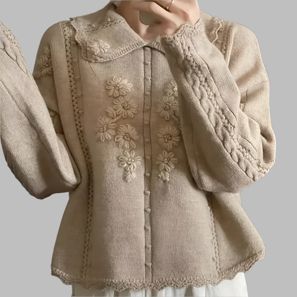 Jersey Mujer de Punto Suave con Bordado Floral