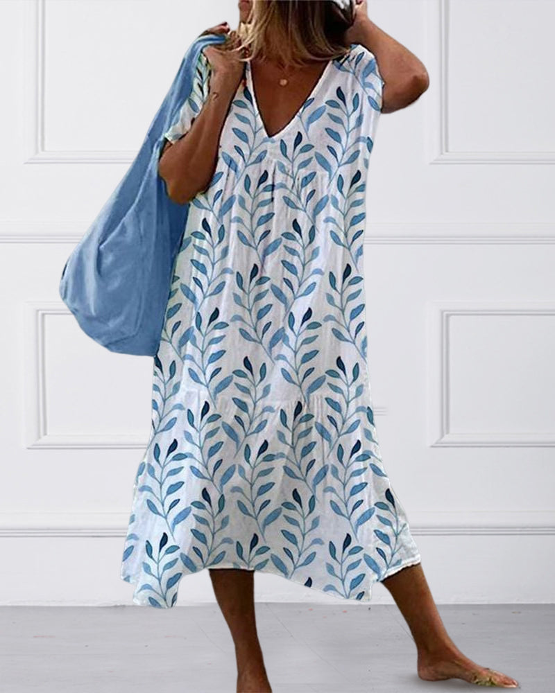 Vestido midi mujer Estampado boho Corte vaporoso