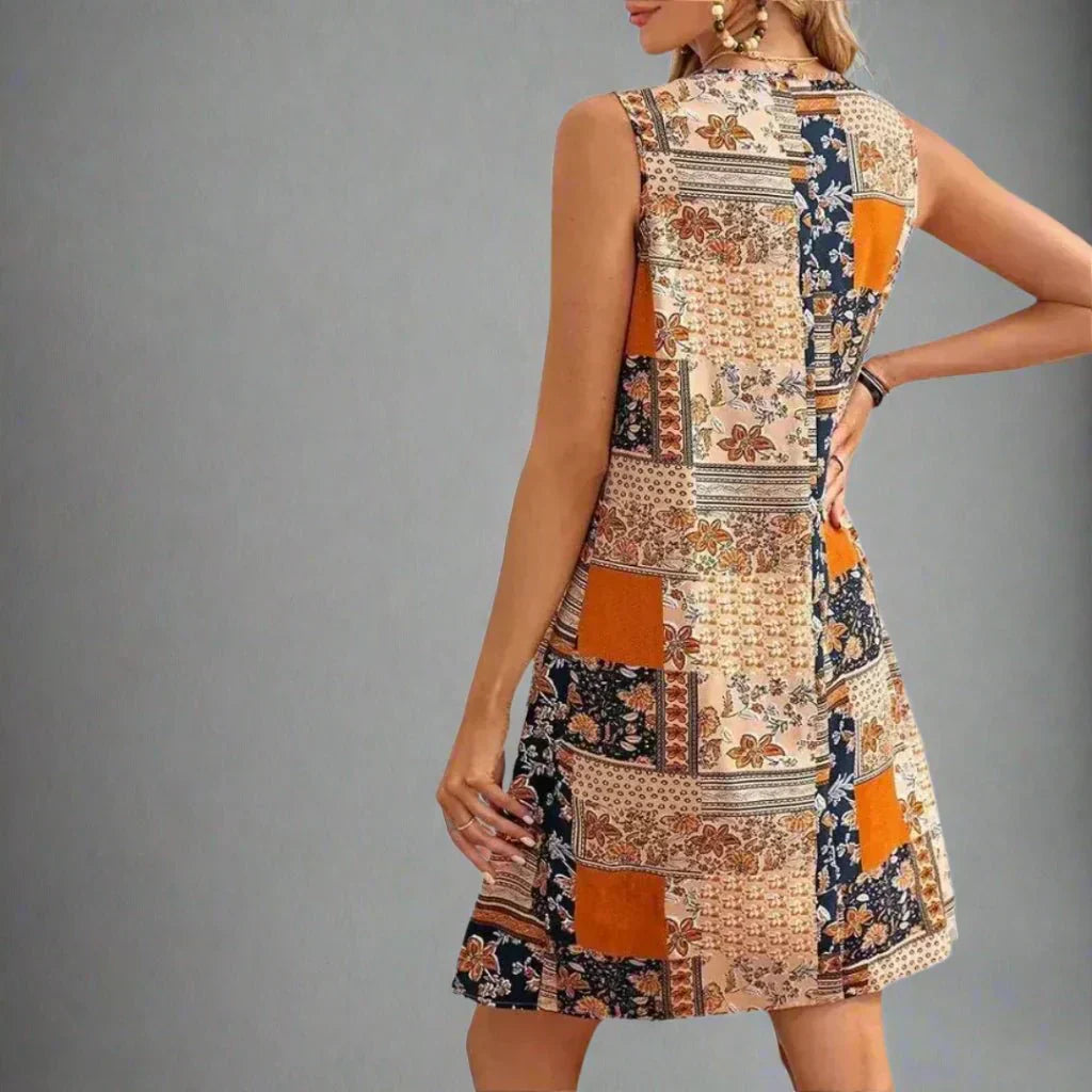 Vestido mini mujer con estampado bohemio sin mangas
