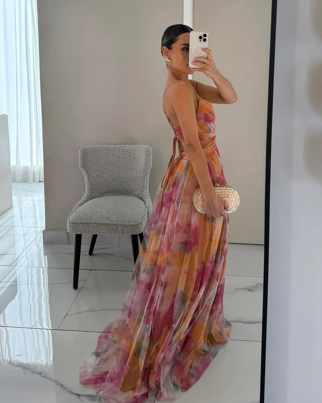 Vestido Largo Mujer Floral sin Tirantes Elegante