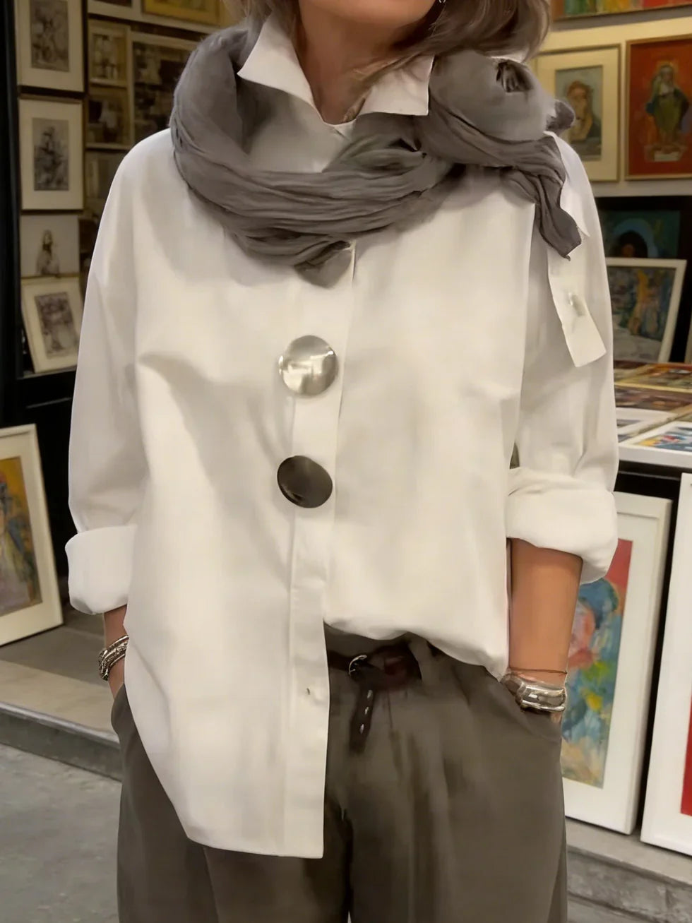 Camisa Mujer Oversize Botones Decorativos