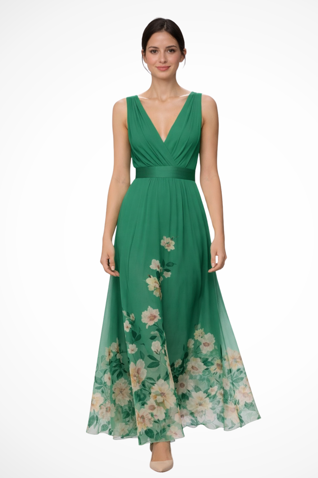 Vestido maxi mujer sin mangas estampado floral fluido