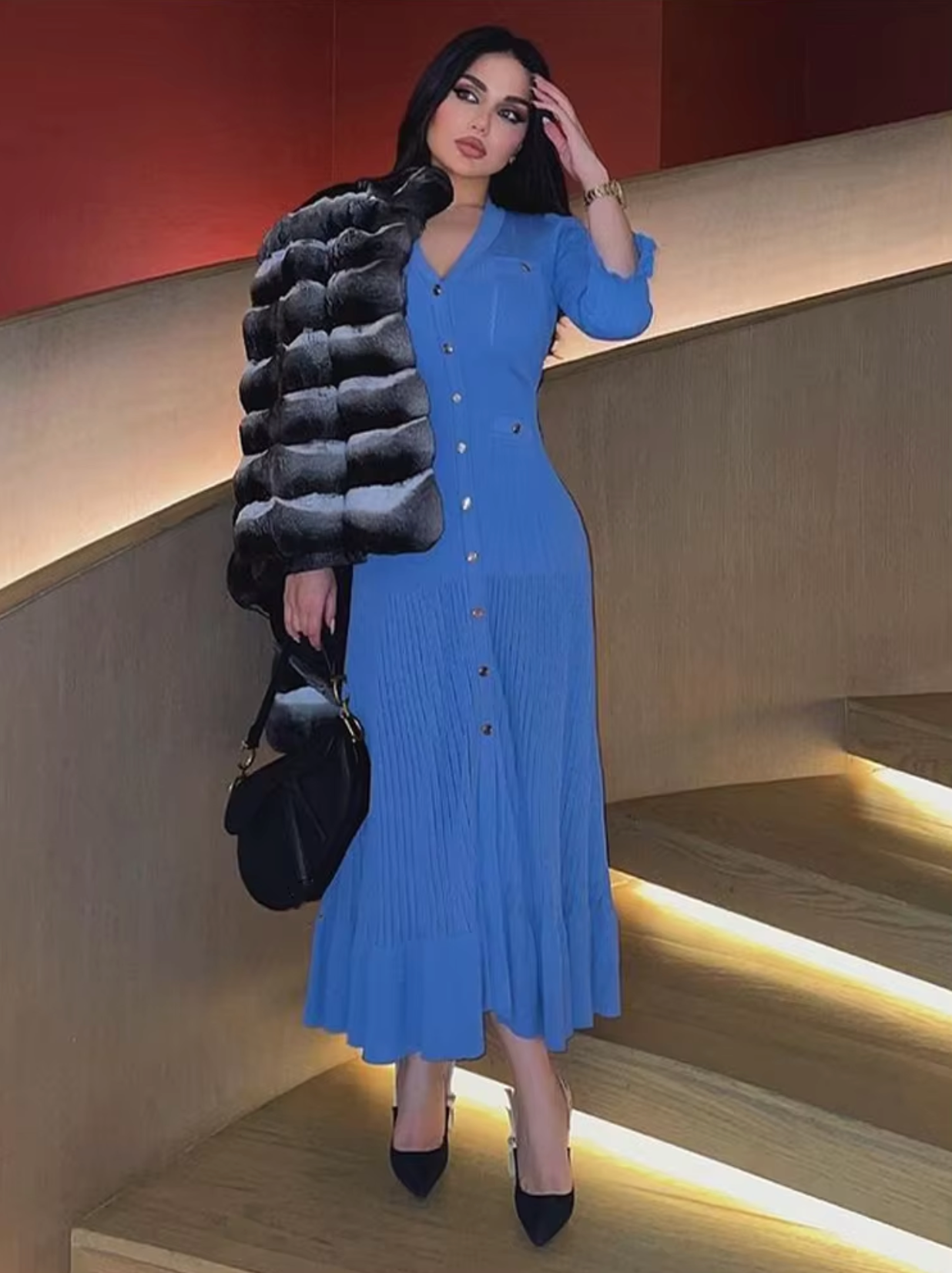 Vestido Mujer de Plumeti con Volantes Ajuste Suelto