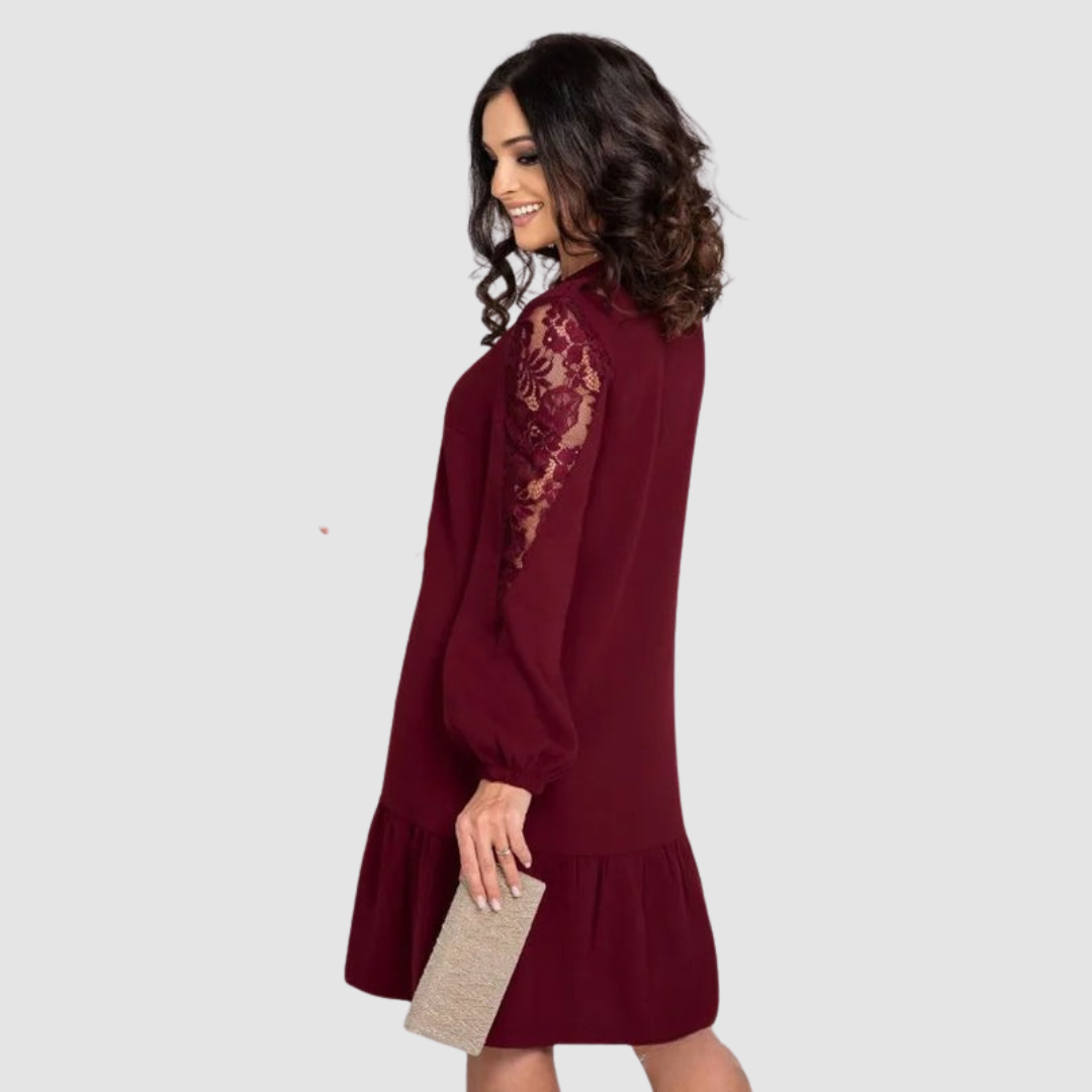 Vestido midi Mujer con mangas de encaje
