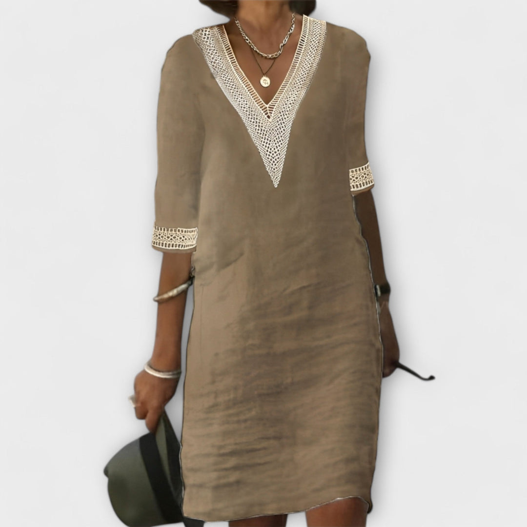 Vestido corto mujer estilo bohemio manga corta verano