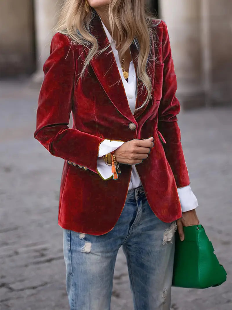 Blazer Mujer de Terciopelo Elegante Corte Clásico