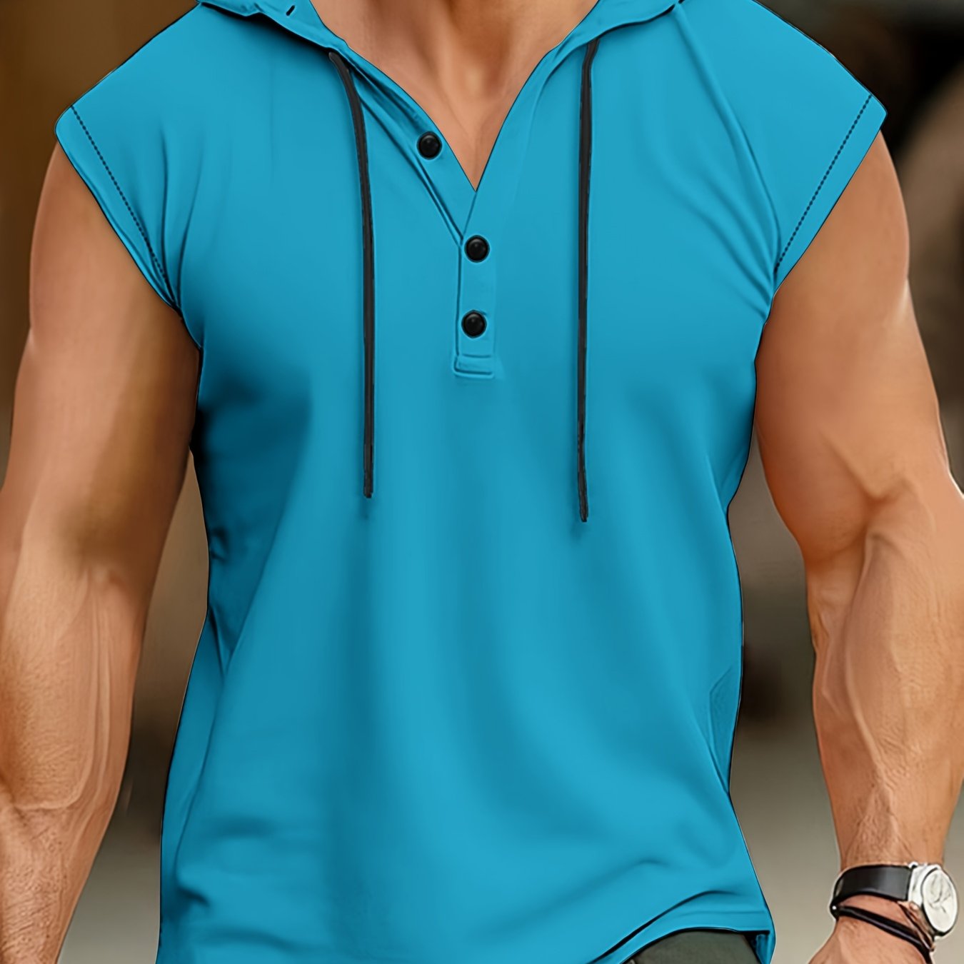 Camisa sin mangas hombre tejido transpirable con capucha