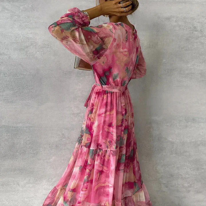 Vestido Maxi Mujer de Chifón Estampado Floral