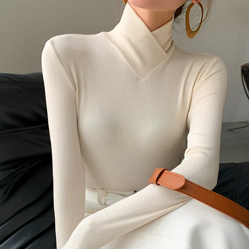 Mujer Ajustado Cuello Alto Slim