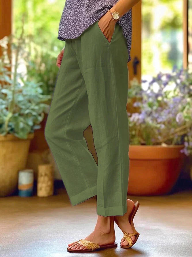 Pantalones rectos mujer de tejido suave cómodos