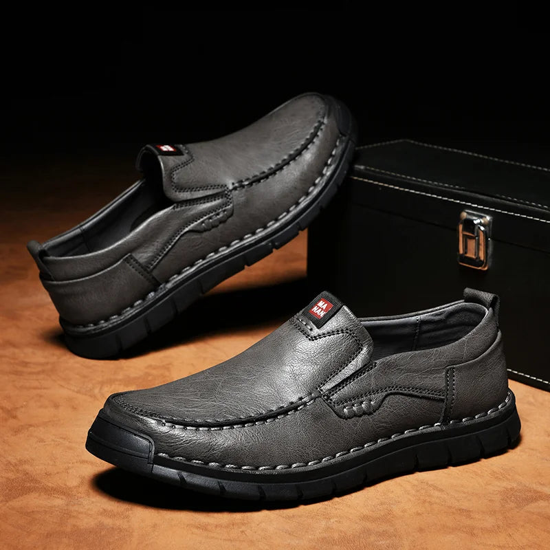 Zapatos Hombre de Cuero Sin Cordones Elegantes y Practicos