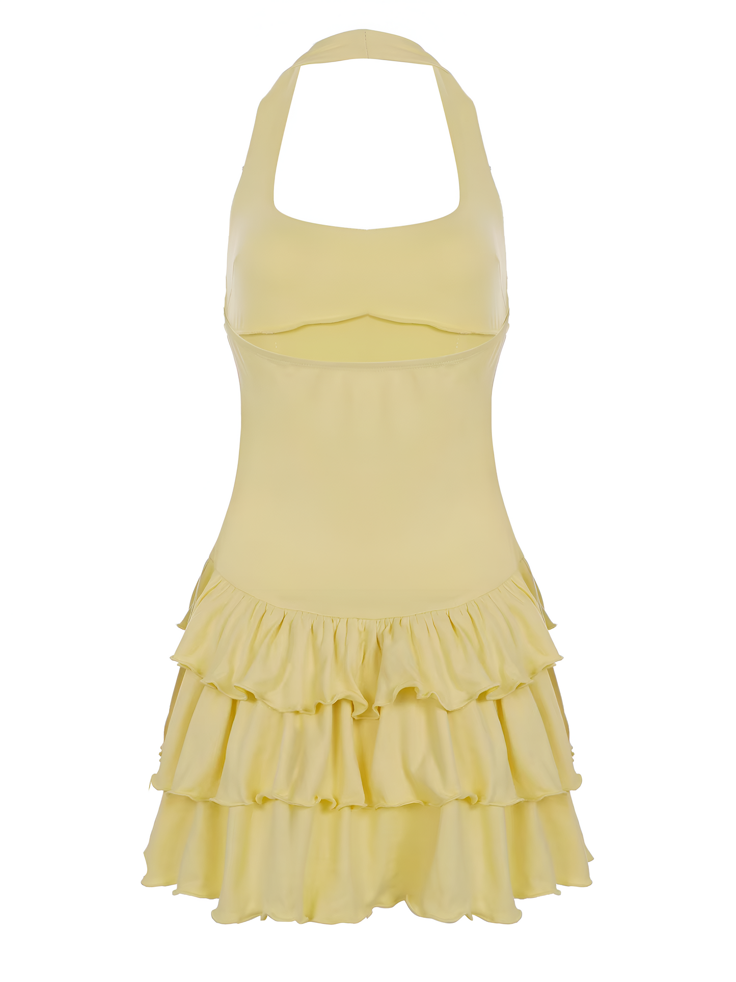 Vestido mini mujer de volantes y escote halter veraniego