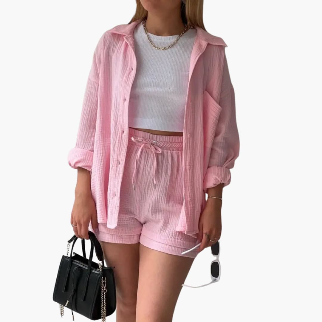 Conjunto Mujer Verano Blusa y Short Talle Alto