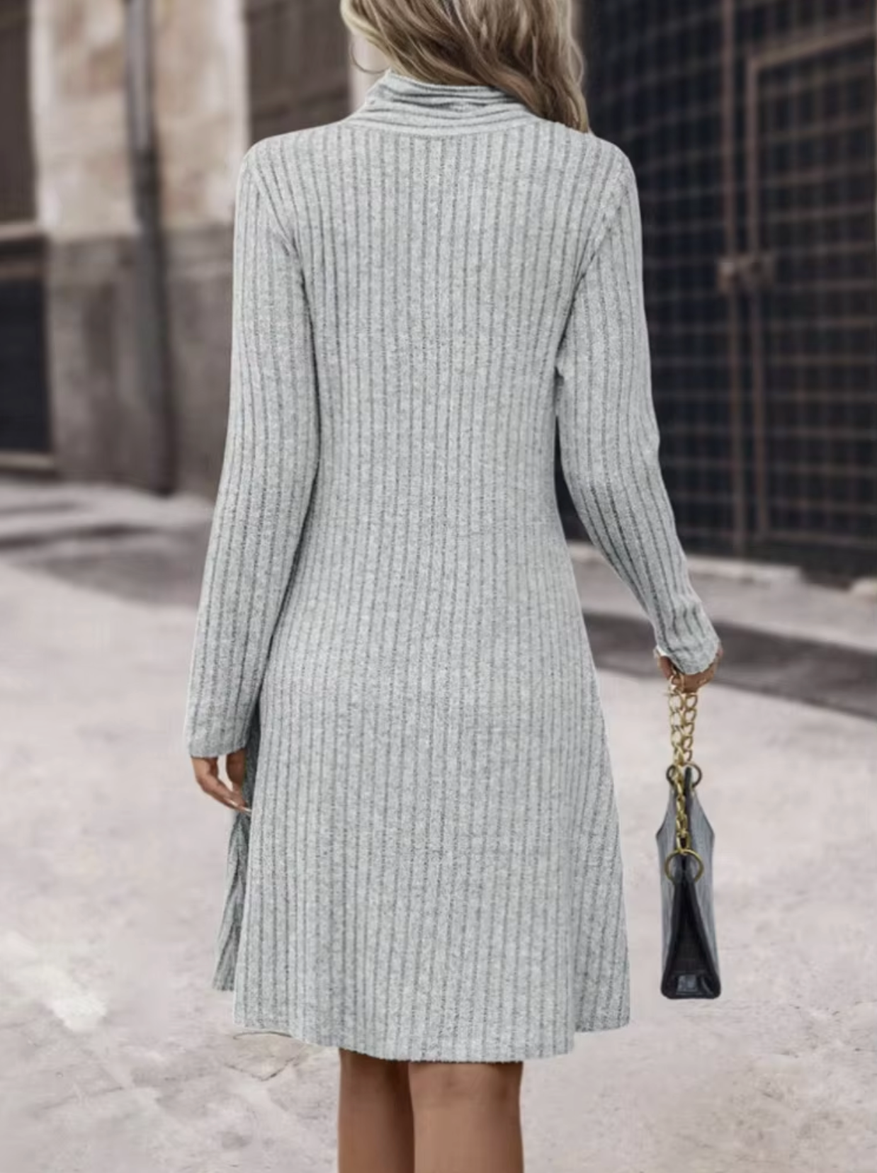 Vestido Mujer de Plumeti Manga Larga Ajustado