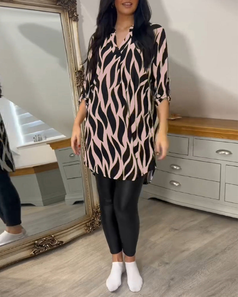 Blusa Mujer Túnica Estampado Gráfico Ajuste Suelto
