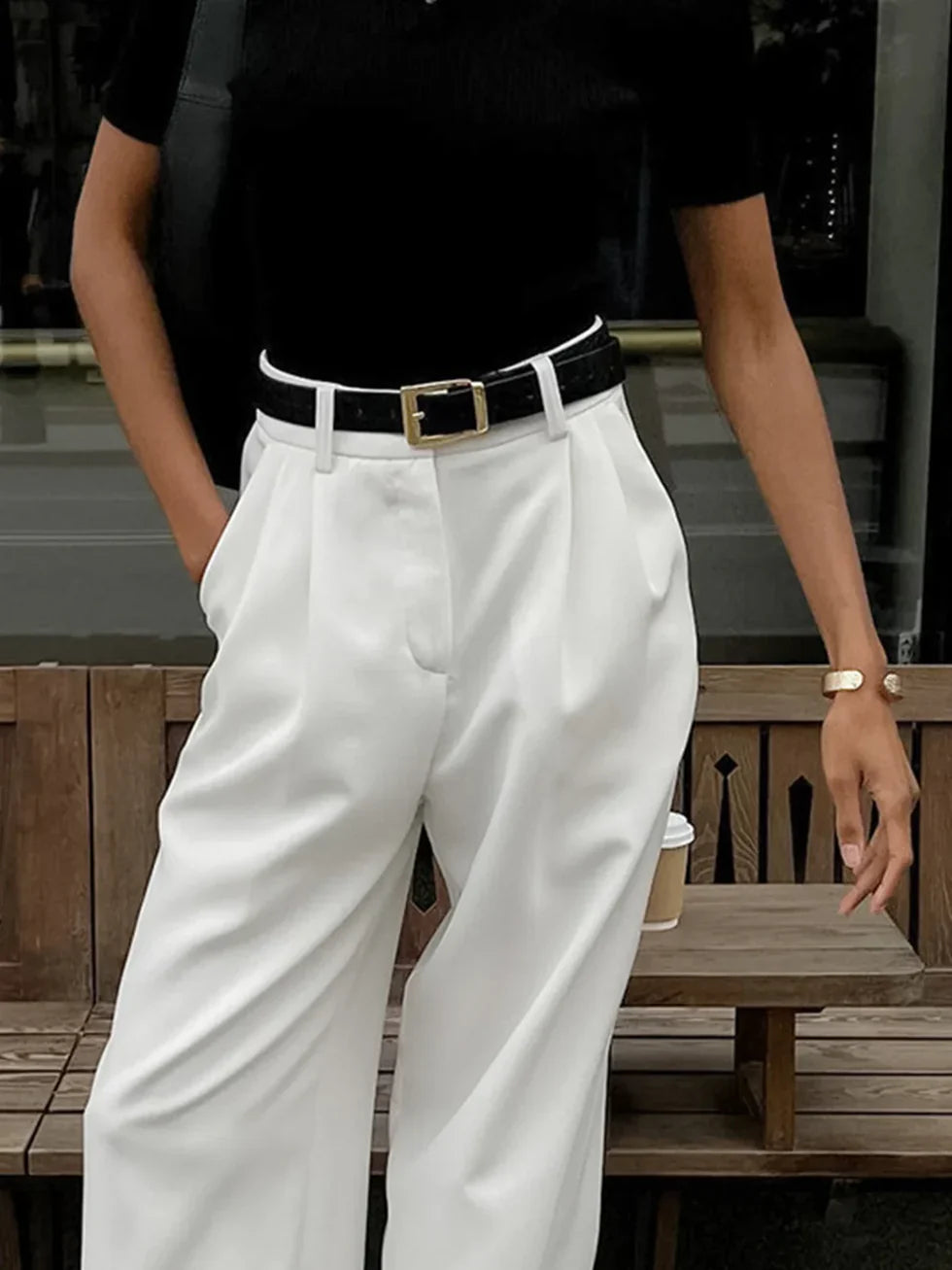 Pantalones Mujer Amplios Cintura Alta