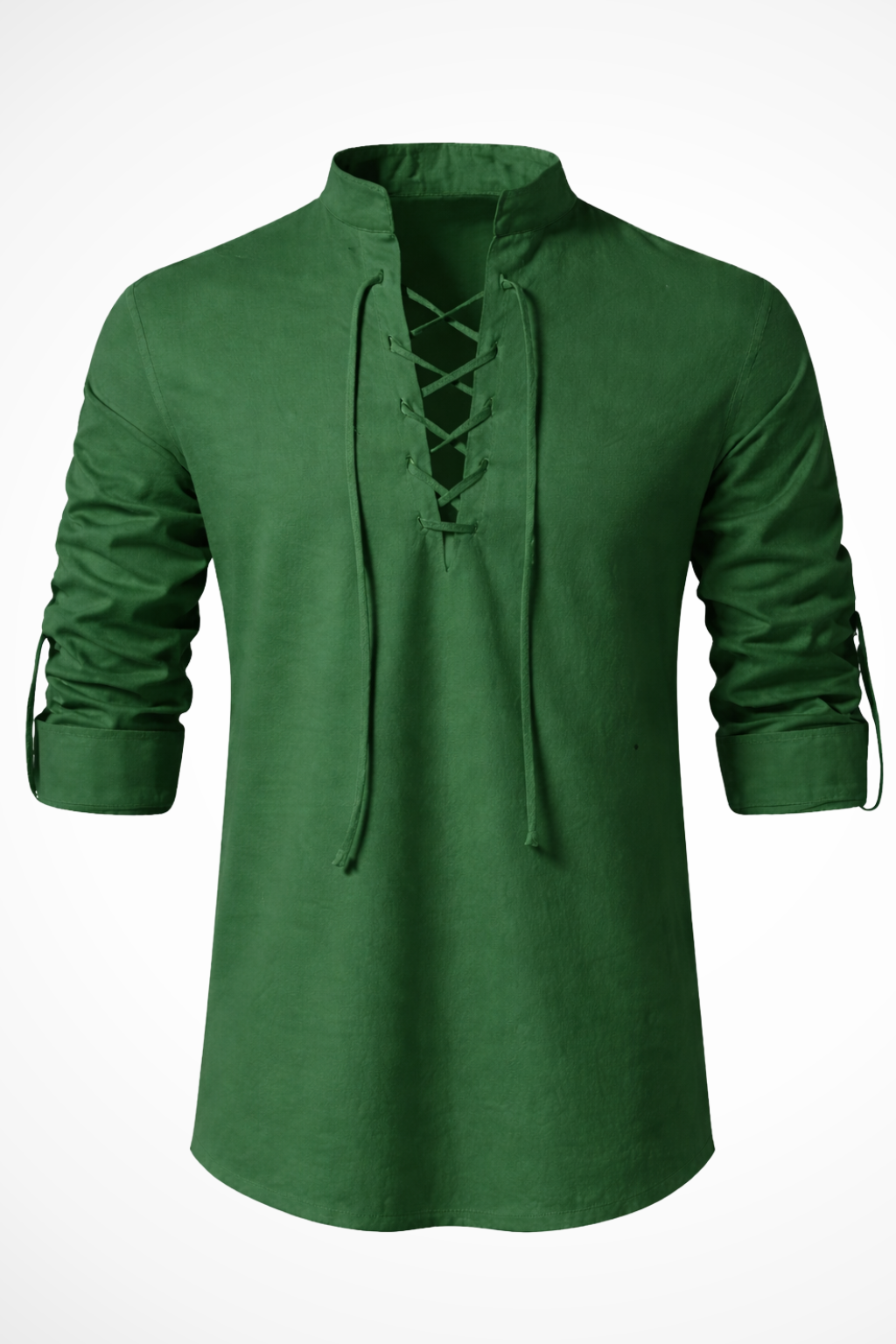 Camisa casual hombre manga larga cierre de cordones