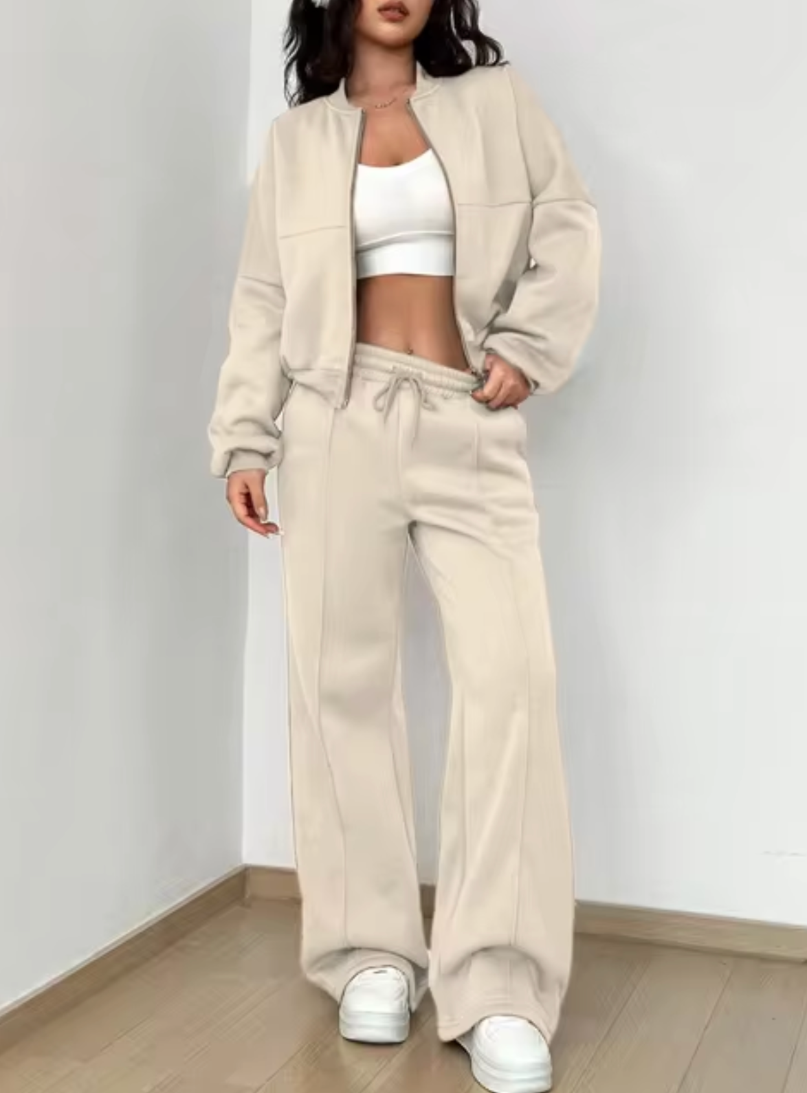 Conjunto Mujer Abrigo Cremallera y Pantalón Jogging Algodón