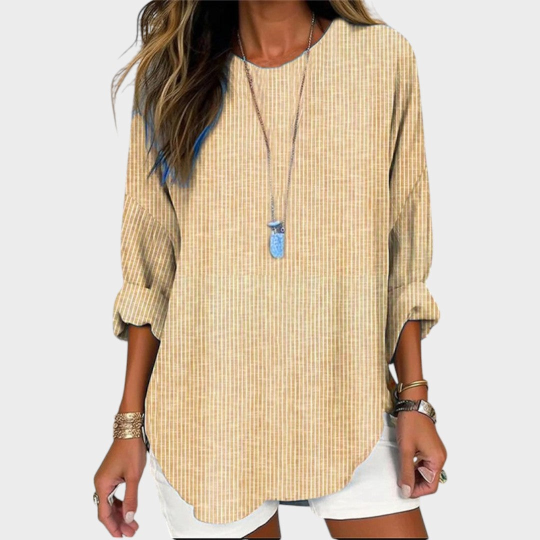 Blusa Mujer Rayas Manga Larga Casual Elegante
