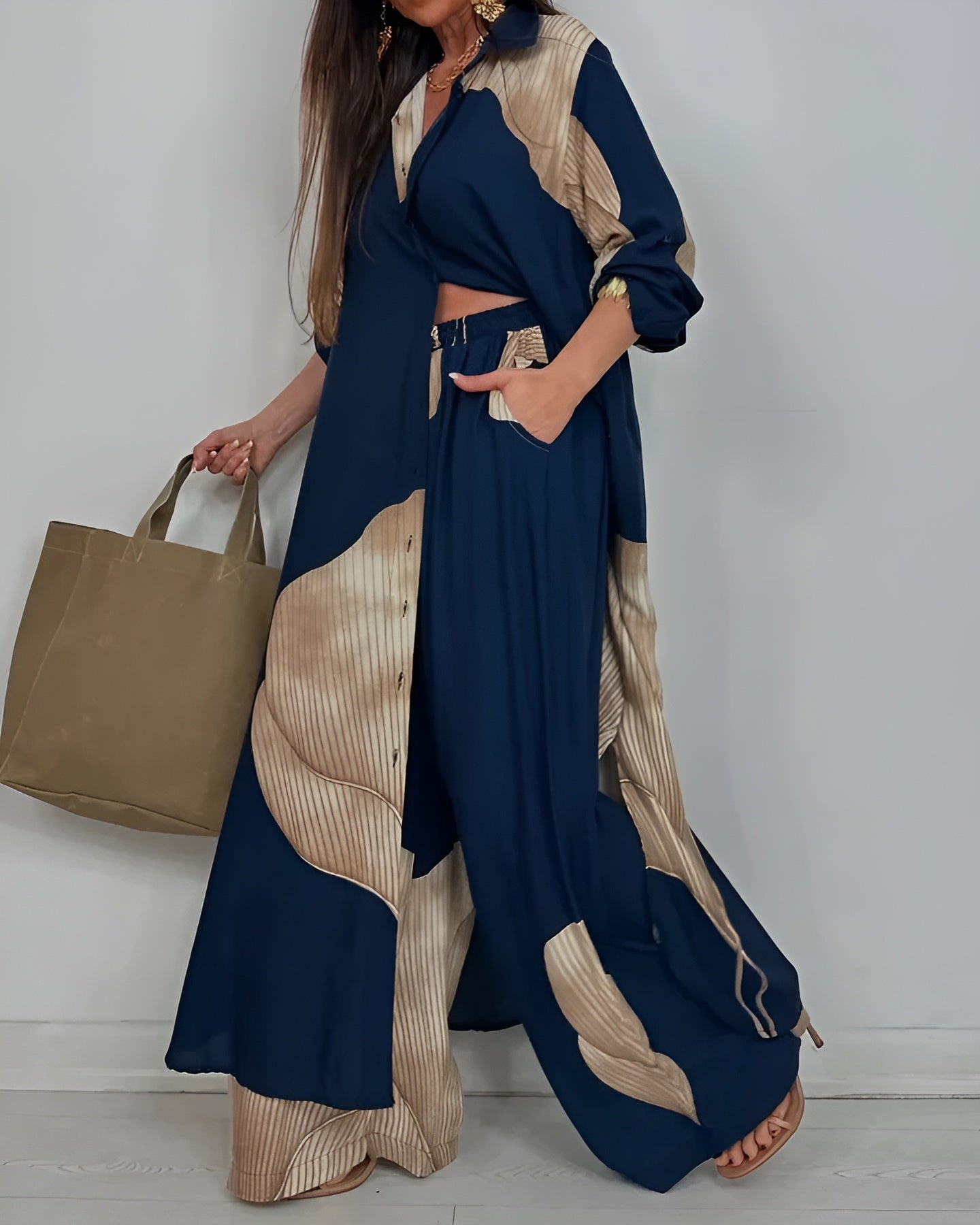 Conjunto Mujer Blusa Holgada y Pantalón Ancho