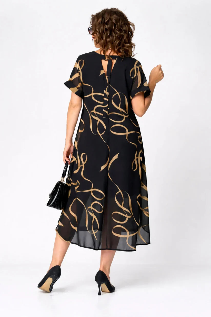 Vestido midi mujer estampado cuello en V holgado