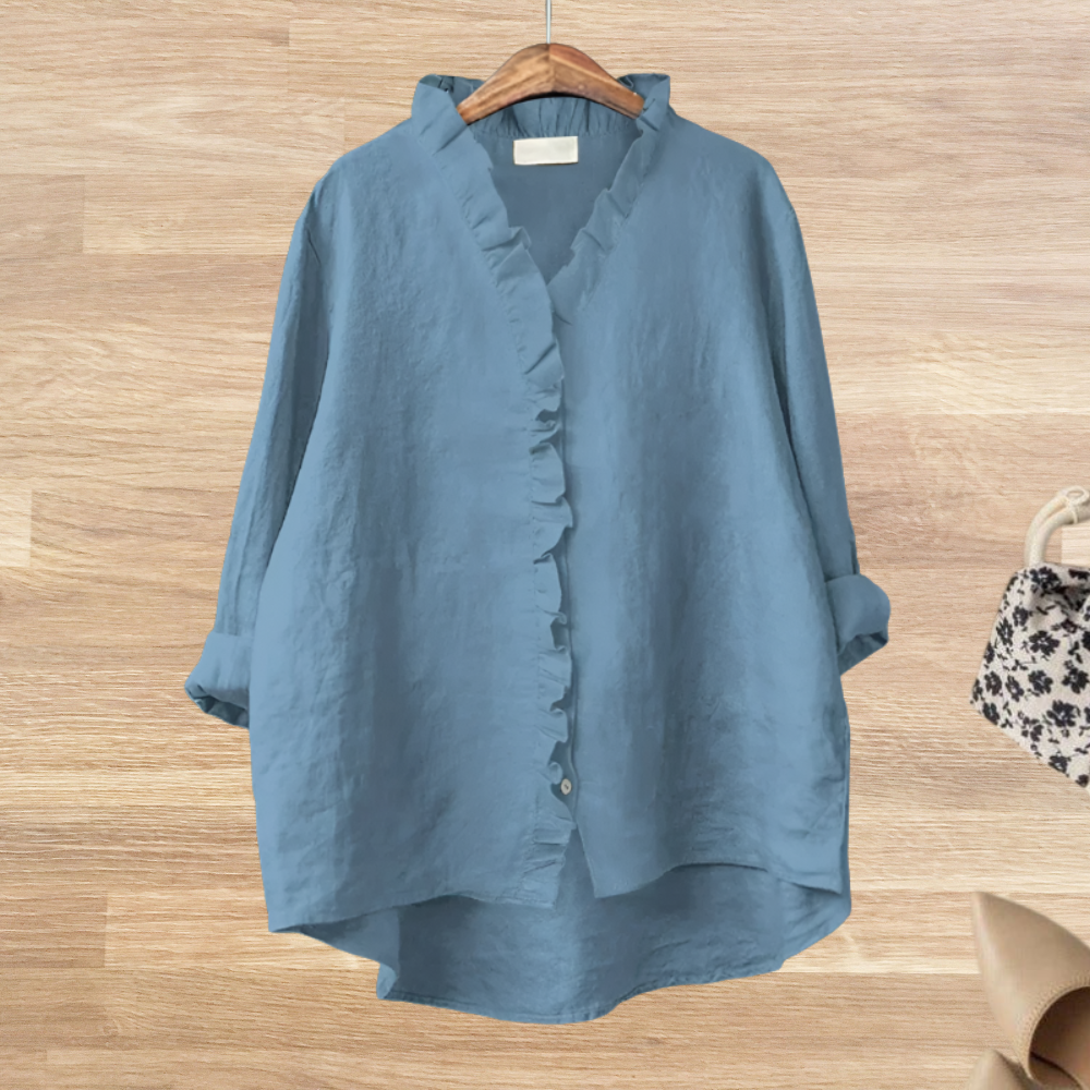 Blusa Mujer Fluida Cuello de Volantes