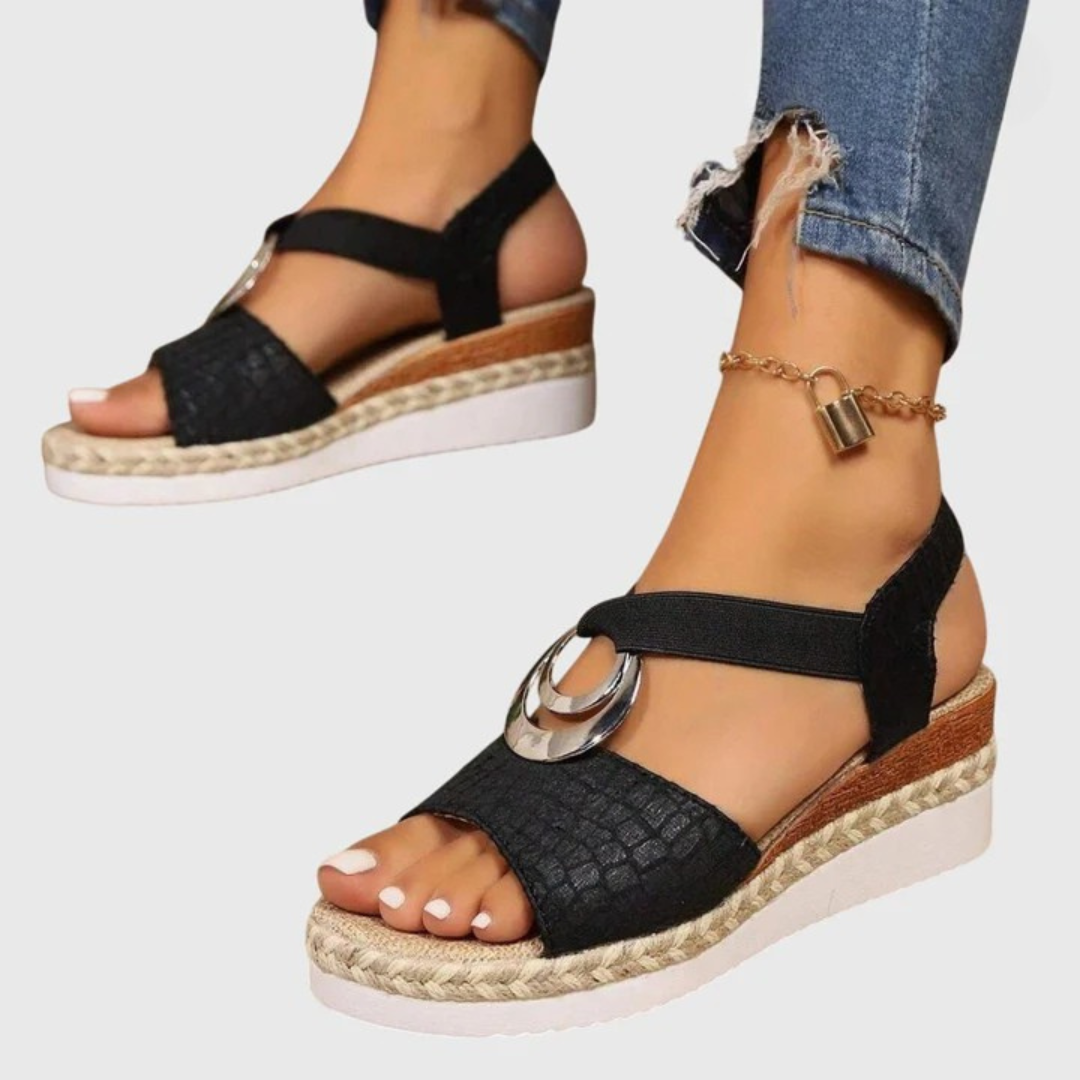 Sandalias Mujer con Cuña y Correa Ajustable