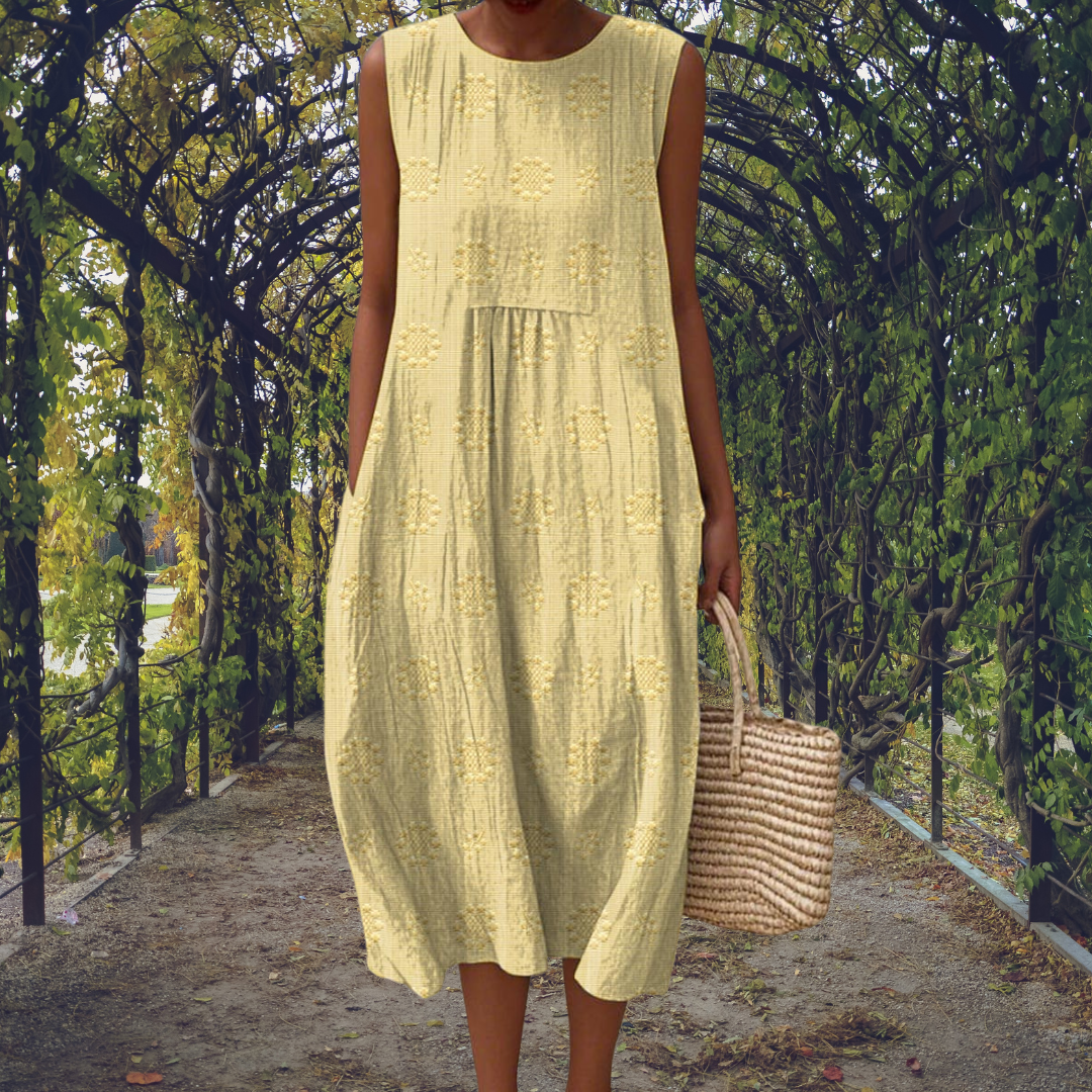 Vestido Mujer Elegante Sin Mangas Bolsillos