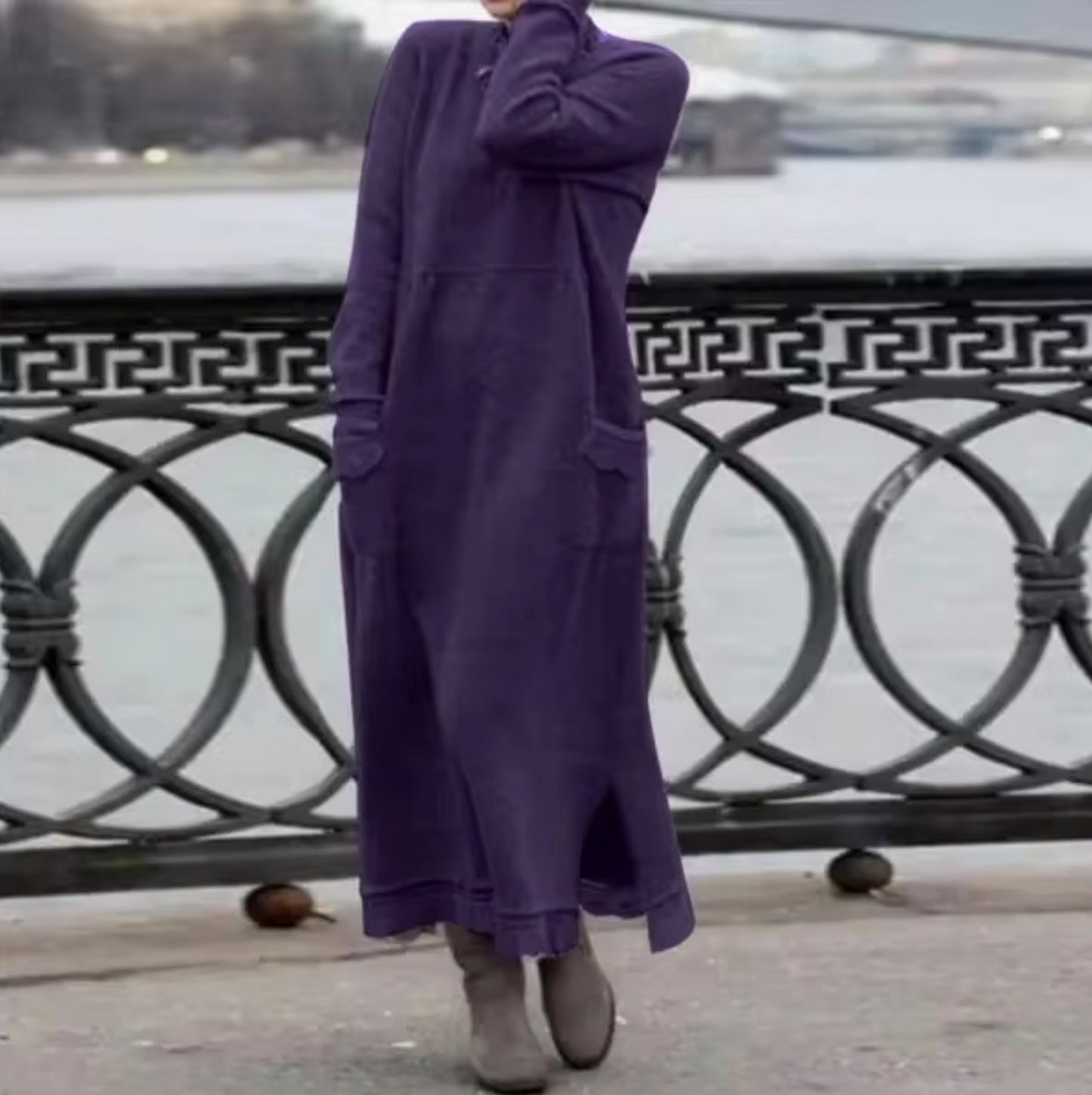 Vestido sudadera mujer de terciopelo holgado